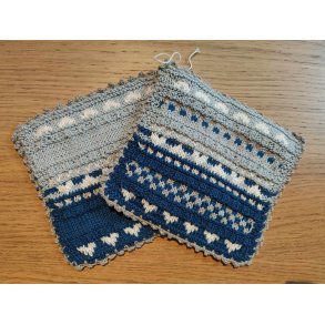 Grydelapper Bl/lysebl/hvid