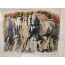 Plakat m/heste af Bente Gellert