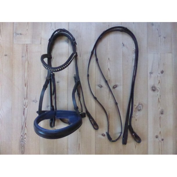 OS trense m/engelsk nsebnd, Sort, Str. Full