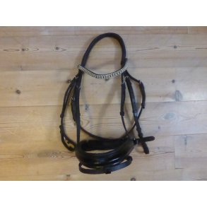 Trense m/sten og lak, sort, str Full